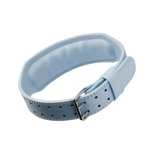 Baby Blue Padded Leather Weightlifting Belt with Double Prong Buckle - Axiom Asterisk