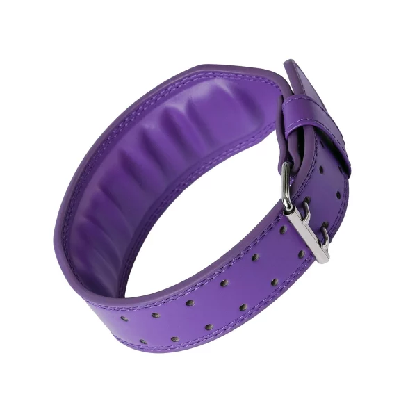Plum Padded Leather Weightlifting Belt with Double Prong Buckle - Axiom Asterisk