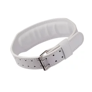 White Padded Leather Weightlifting Belt White Padded Leather Weightlifting Belt with Double Prong Buckle - Axiom Asterisk
