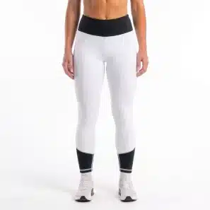 Elegant White and Black Contrast Performance Leggings