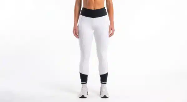 Elegant White and Black Contrast Performance Leggings